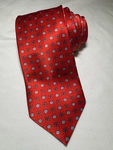 Italo Ferretti Neck Tie Red Blue Geometric Pattern 100% Silk - Picture 1 of 11