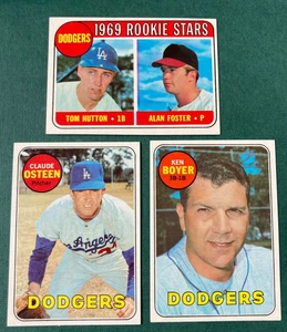 LOTE DE TARJETAS DE BÉISBOL 1969 3 ESTRELLAS NOVATAS DE LOS ANGELES DODGERS, OSTEEN, KEN BOYER - Imagen 1 de 2
