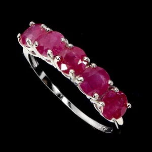 925 Sterling Silver Ring Round Ruby 4mm Natural Gemstone Jewelry Size 8 - Picture 1 of 14