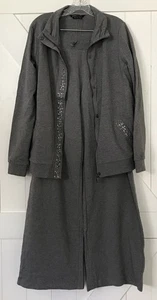 BCBG MAXAZRIA Heather Gray Sporty Tracksuit 1X Silver Detail Wide Leg Tall - Picture 1 of 15