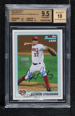 Bowman Prospects Stephen Strasburg 2010 #BP1 BGS 9,5 gema como nuevo novato automático radiocontrol Foto 1 de 2