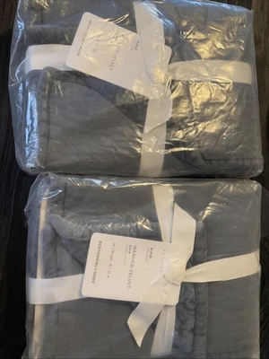 Juego de 2 fundas de terciopelo lavado Pottery Barn King azul cobalto nuevas con etiquetas Foto 1 de 4