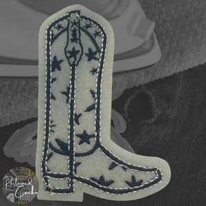 Cowboystiefel in weiß und blau Bügelbild Patch Applikation Verzierung - Bild 1 von 2
