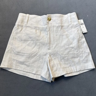 Pantalones Cortos Maeve Anthropologie Colette Mujer 25 Marfil Tiro Alto Parche Bolsillos Nuevos con Etiquetas Foto 1 de 4