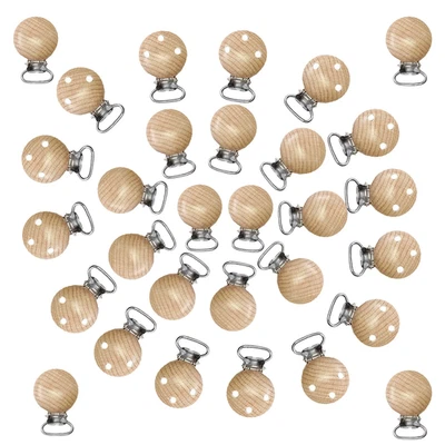 30 шт. зажимов для подтяжки игрушек для прорезывания зубов из натурального бука дерева держатель C - Изображение 1 из 4