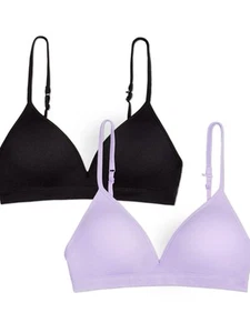 Girls' Big Seamless Soft Cup Bra, 2-Pack, Lilac Whisper/Black Hue, 38 - Picture 1 of 5