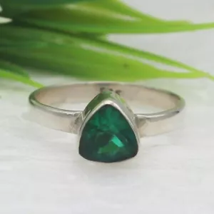Silber Smaragd Ring 925 Sterling Handmade Geburtsstein Schmuck Alle Größe - Bild 1 von 5