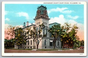 Hillsboro IL Historic Montgomery Co 2nd Empire Courthouse ~ gebaut 1875 PC 1913 - Bild 1 von 2