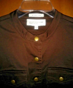 Jones New York Sport Womens Sz L Petite Stretch Jacket Spice Chocolate Brown NEW - Foto 1 di 9