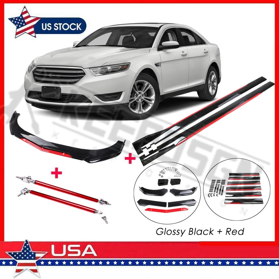 Glossy Front Bumper Lip Splitter Side Skirts Body Kit Parts for Ford Taurus SHO - Image 1 of 4