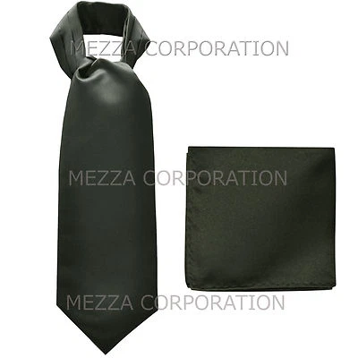 Новый Vesuvio Napoli мужчин полиэстер Ascot галстук галстук Hankie твердый темно-серый - Изображение 1 из 3