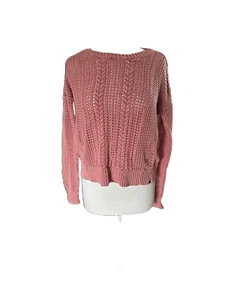 Volcom Chunky Open Knit Sweater Sz M Cropped Cozy, Casual, Streetwear Pink - Picture 1 of 5