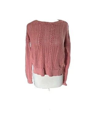 Volcom Chunky Open Knit Sweater Sz M Cropped Cozy, Casual, Streetwear Pink - Image 1 of 4