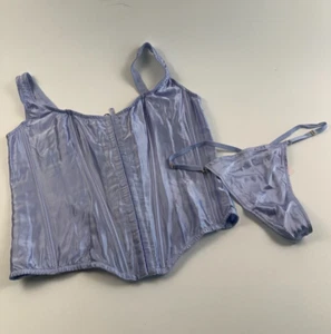 Victoria's Secret Silk The Classic Boned Drawstring Corset Set Lilac XL NWT - Picture 1 of 18