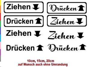 DRÜCKEN  ZIEHEN  Aufkleber Tür Warn Aufkleber Set 146 - Bild 1 von 7