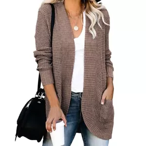 Cardigan Sweaters for Women Outfits Open Front Crochet Sweater with Pocket - Picture 1 of 1