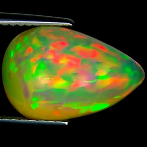 4.45 Ct Natural Ethiopian Cabochon Opal Gemstone Multi Color Pear Cut - Picture 1 of 6