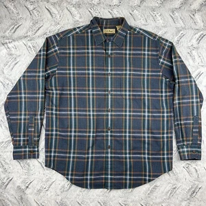 Vintage LL Bean Plaid Flannel Button Up Shirt Mens Large Reg G 033 Green Orange - Picture 1 of 13