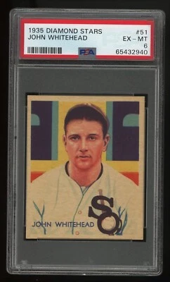 1935 Diamond Stars John Whitehead #51 PSA 6 EX MT   Centered - Image 1 of 2