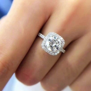 925 Sterling Silver Crystal Square Stone Adjustable Ring Women Jewellery Gift UK - Picture 1 of 4
