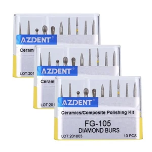 3X AZDENT Dental Diamond Burs FG-105 Fit Creamics/ Composite Polishing - Picture 1 of 9