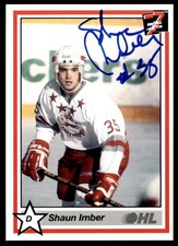 1990-91 7th Inning Sketch OHL Shaun Imber Auto Sault Ste. Marie Greyhounds #159