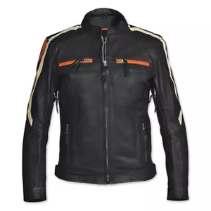 Motorcycle Leather Jacket Scooter Harley Women's Zip Liner Black Orange XL HB - Picture 1 of 5