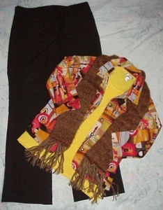 KAKTUS JEAN JACKET, NY & CO PANTS, WHITE STAG SHIRT, WOOL FRINGE SCARF - Picture 1 of 9