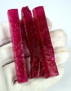 Lotto grezzo affetta pietra preziosa africana 180 ct. +/3 pezzi rubino rosso 65 x 10 mm - Foto 1 di 5