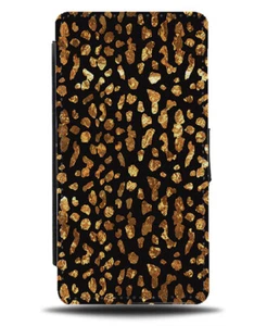 Black and Golden Leopard Print Spots Flip Wallet Case Dots Animal Gold E859 - Picture 1 of 3