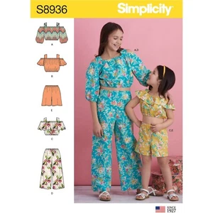 SIMPLICITY 8936 CHILD'S & GIRLS TOP PANTS SHORTS Sewing Pattern Sizes 3-6 & 7-14 - Picture 1 of 9