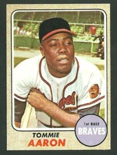 1968 Topps #394 Tommie Aaron Vintage Baseball Card Atlanta Braves 1st Base 1B