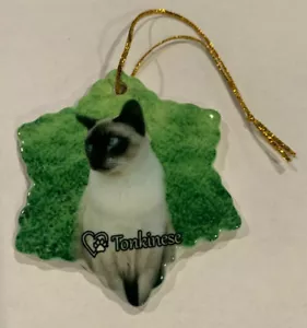Tokinesische Katze Porzellan Weihnachtsschmuck in Sternform Neu - Bild 1 von 1