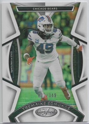 2023 Panini Certified Tremaine Edmunds Mirror Silver /349 BF Bills/Chi Bears #58 - Image 1 of 4