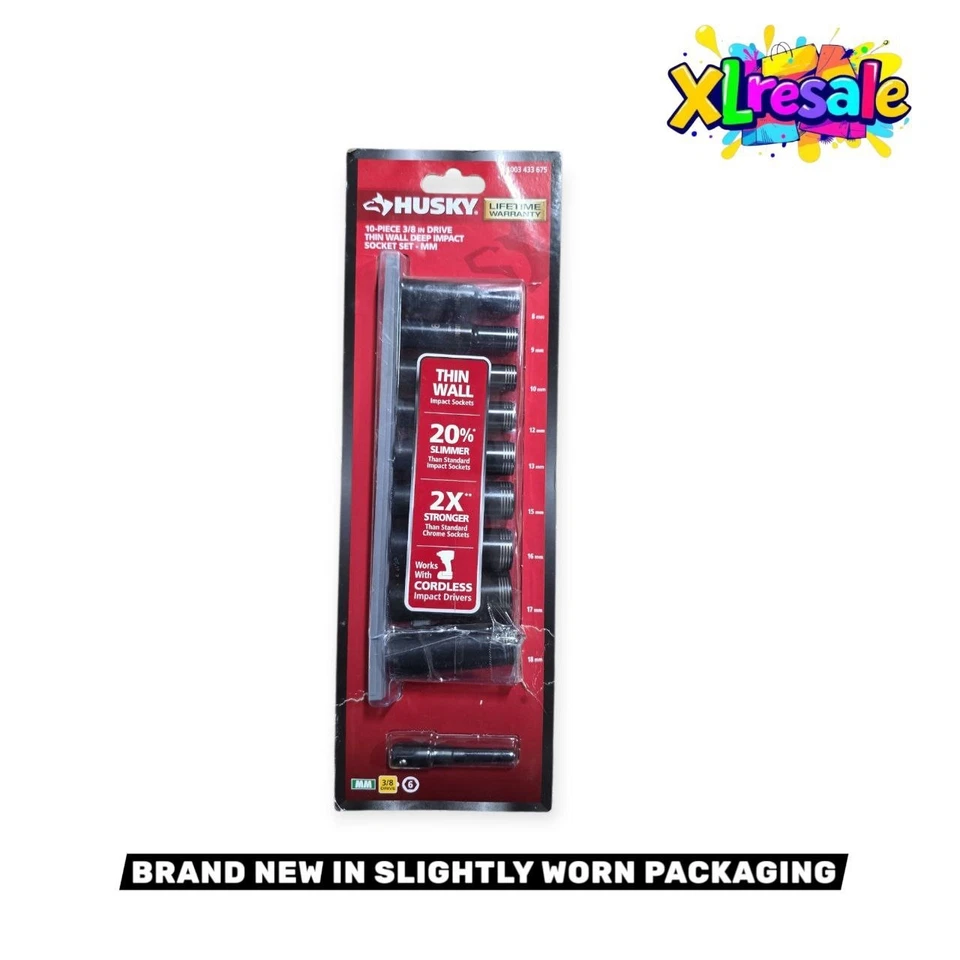 Husky H3DHYBMM10PC 10 Piece Thin Wall Deep Impact Socket Set 3/8" Drive Mm