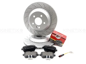 FOR MERCEDES S350d S300h AMG DRILLED REAR BRAKE DISCS MINTEX PADS SENSOR 340mm - Picture 1 of 8