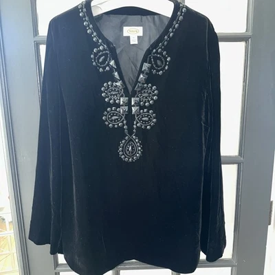 Blusa de Noche Talbot's Mujer Terciopelo Negro Brillante Forrada Talla 12 nueva sin etiquetas Foto 1 de 4