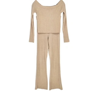 Conjunto suéter pantalones deportivos Aerie para mujer mediano tarde noche a juego coco tostado - Imagen 1 de 12