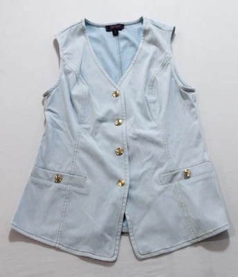 C Wonder By Christian Siriano Women's Moto Denim Vest AC2 Light Wash Medium  - Image 1 of 3