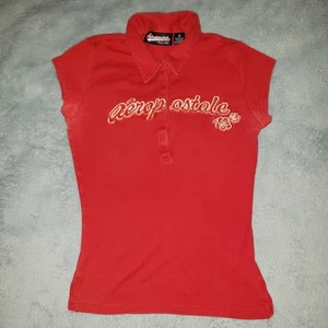 Aeropostale Juniors XS Polo Shirt Sleeveless Y2K Hawaiian Floral Red - Picture 1 of 5