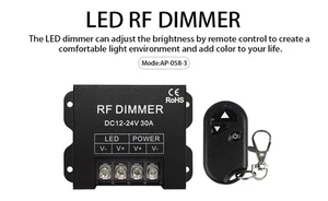 12-24v 30A RF LED Dimmer for Single Colour LED Strip Light 3 Keys Remote Control - Picture 1 of 9