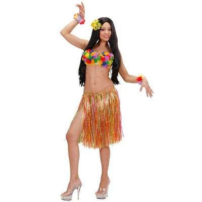 Hawaii Hula Hula Bastrock Hawaiirock Bast Rock Damen Kostüm Sommerparty bunt - Bild 1 von 2
