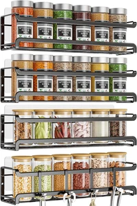 Spice Rack Wall Mounted 4 Pack,Space-Saving Spice Organizer for Spice Jars and S - Picture 1 of 12