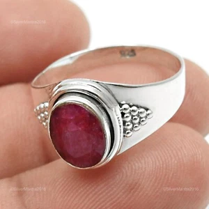July Ruby Gemstone Solid Sterling Silver Cocktail Elegant Artisan Ring Jewelry - Picture 1 of 8