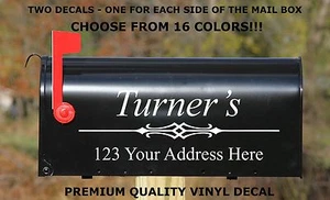 CUSTOM PERSONALIZED VINYL MAILBOX DECAL #1 - SET OF 2 - 16 COLOR CHOICES 5X14 - Picture 1 of 1