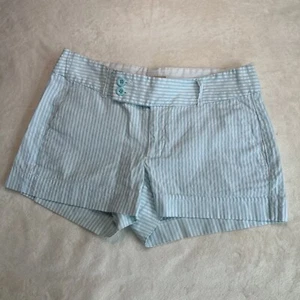 Pantalones Cortos Banana Republic Para Mujer 6 Ryan Fit Azul Aqua Blanco 3" Insm Seersucker - Imagen 1 de 15