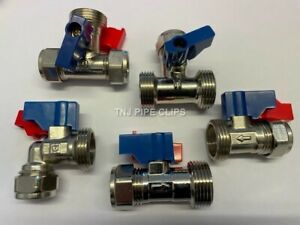 Washing Machine Valve Fittings - Elbow Straight Tee - Hot & Cold 15mm x 3/4"