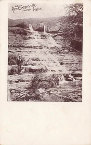 Postcard ~ Rensselaerville New York, A Man & Dog by The Falls - Picture 1 of 2