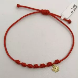 Pulsera oro 18k 750 mls. Hilo Rojo 7 Nudos Con Trébol - Imagen 1 de 4