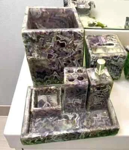 "Amethyst 7-Piece Bathroom Vanity Set – Luxury Crystal Stone Bath Set Decor" - Picture 1 of 4